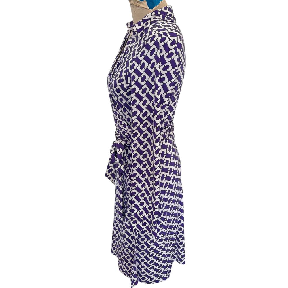 Vintage Diane von Furstenberg Y2K 100% Silk Iconic Wrap Dress Chain Print Luxury - Picture 3 of 9